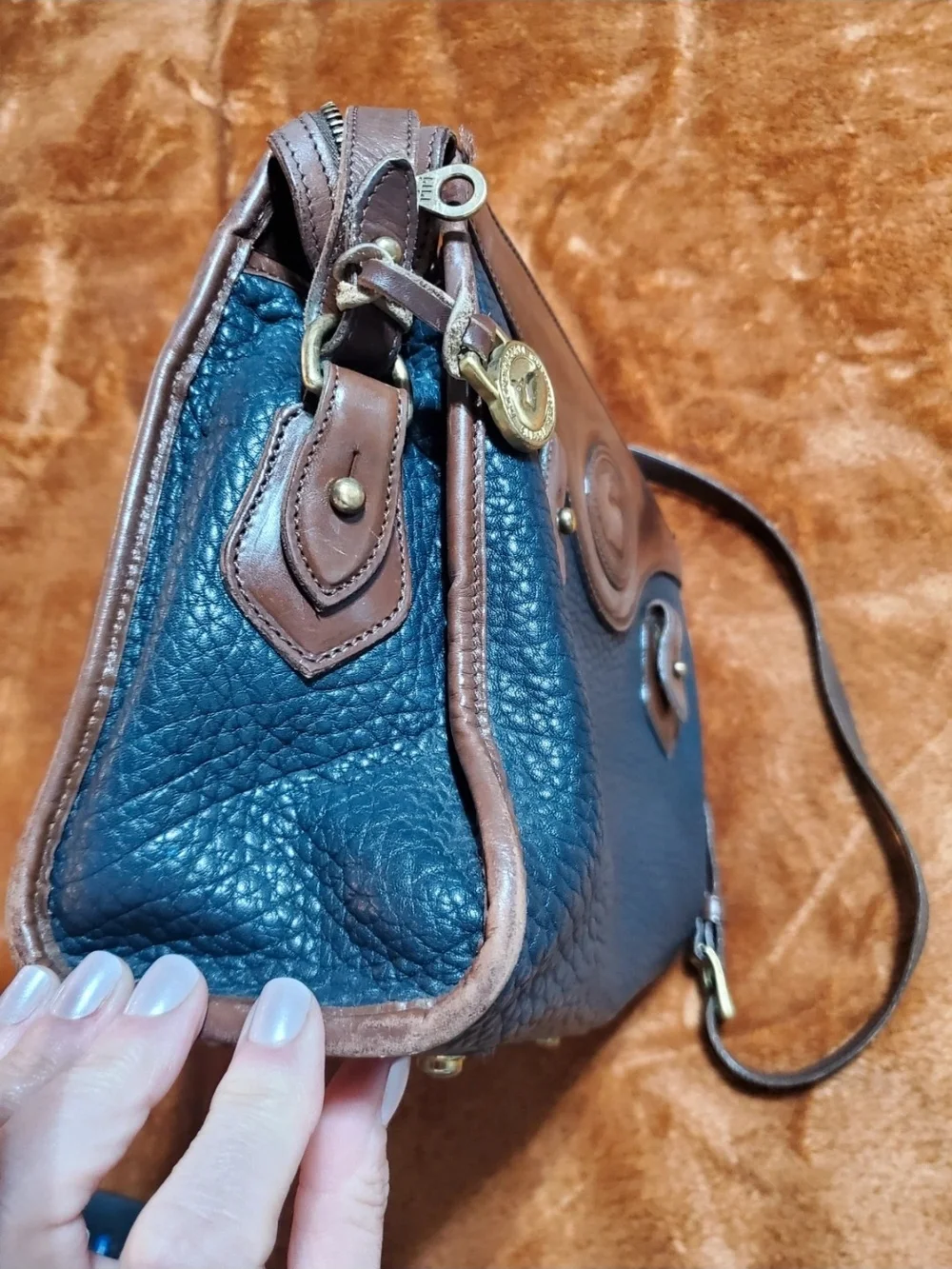 Dooney & Bourke Pebble Leather All Weather  Crossbody Bag in Black/Brown